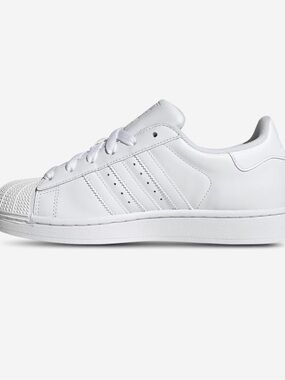 adidas All-White Leather Sneaker with Three Stripes